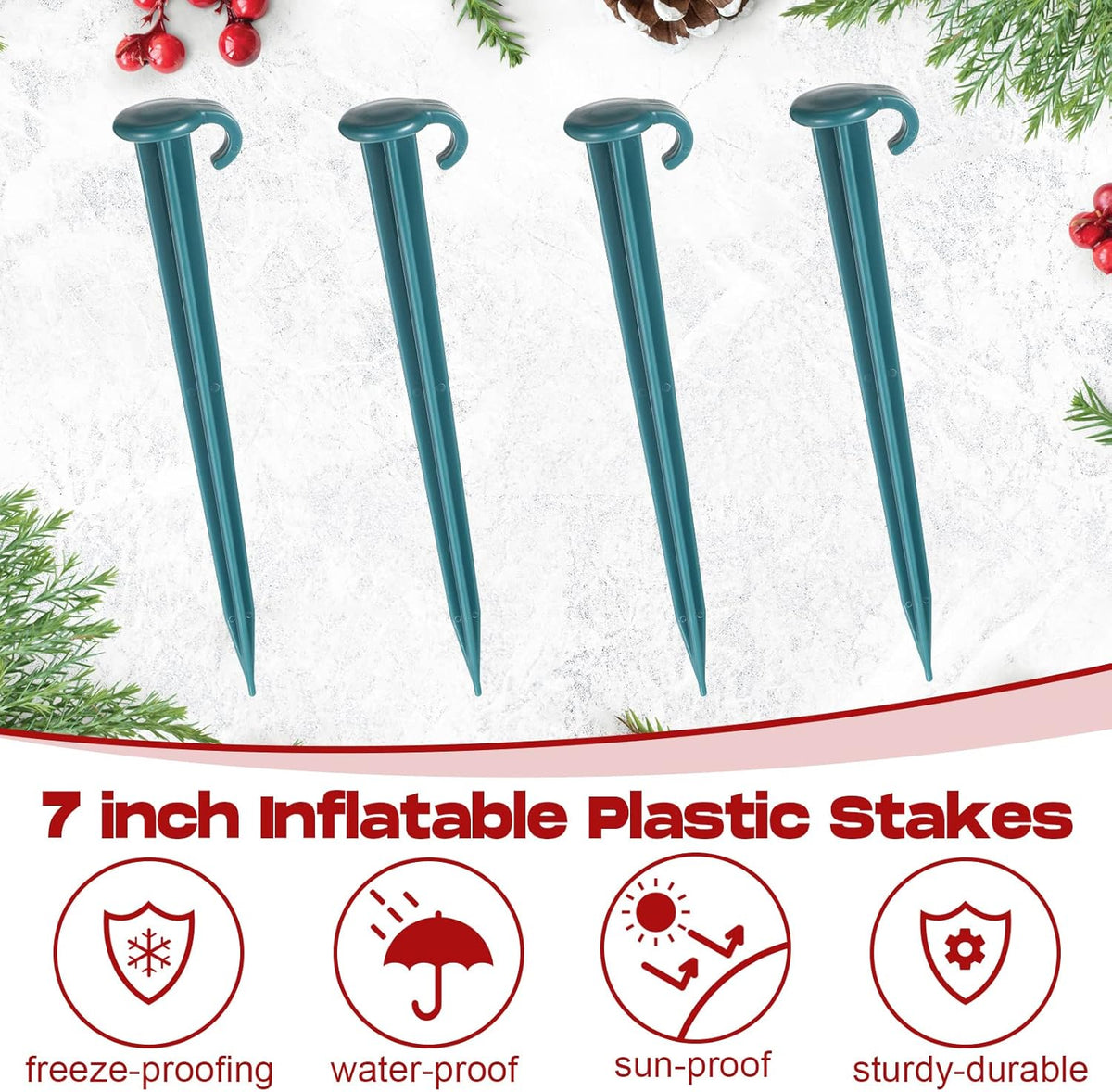 Vicenpal 50 Pcs 7 Inch Plastic Yard Stakes Inflatables Heavy Duty Plastic Garden Stakes for Tent