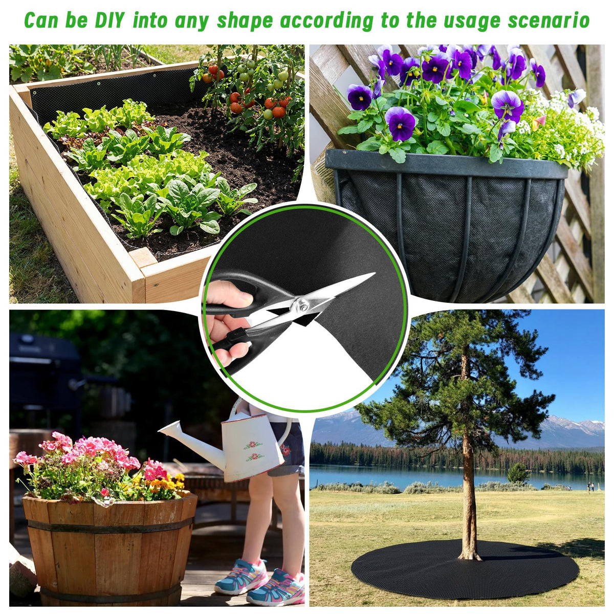 EcoBrisa 2PCS 63 x 114IN Raised Garden Bed Liner, Non Woven Fabric for Large Veg Trough, Cuttable