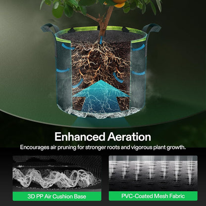 VIVOSUN 3-Pack 3-Gallon AeroBase Grow Bags, Durable Mesh Fabric Plant Container with Breathable