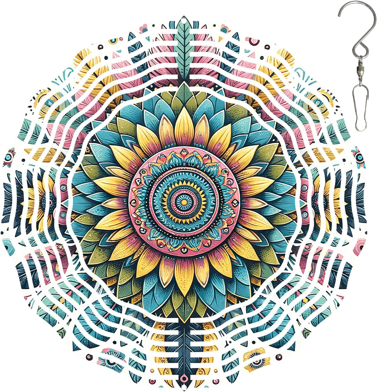 Mandala Wind Spinner for Yard and Garden 3D Stainless Steel Wind Spinner Unique Gift Outdoor Metal