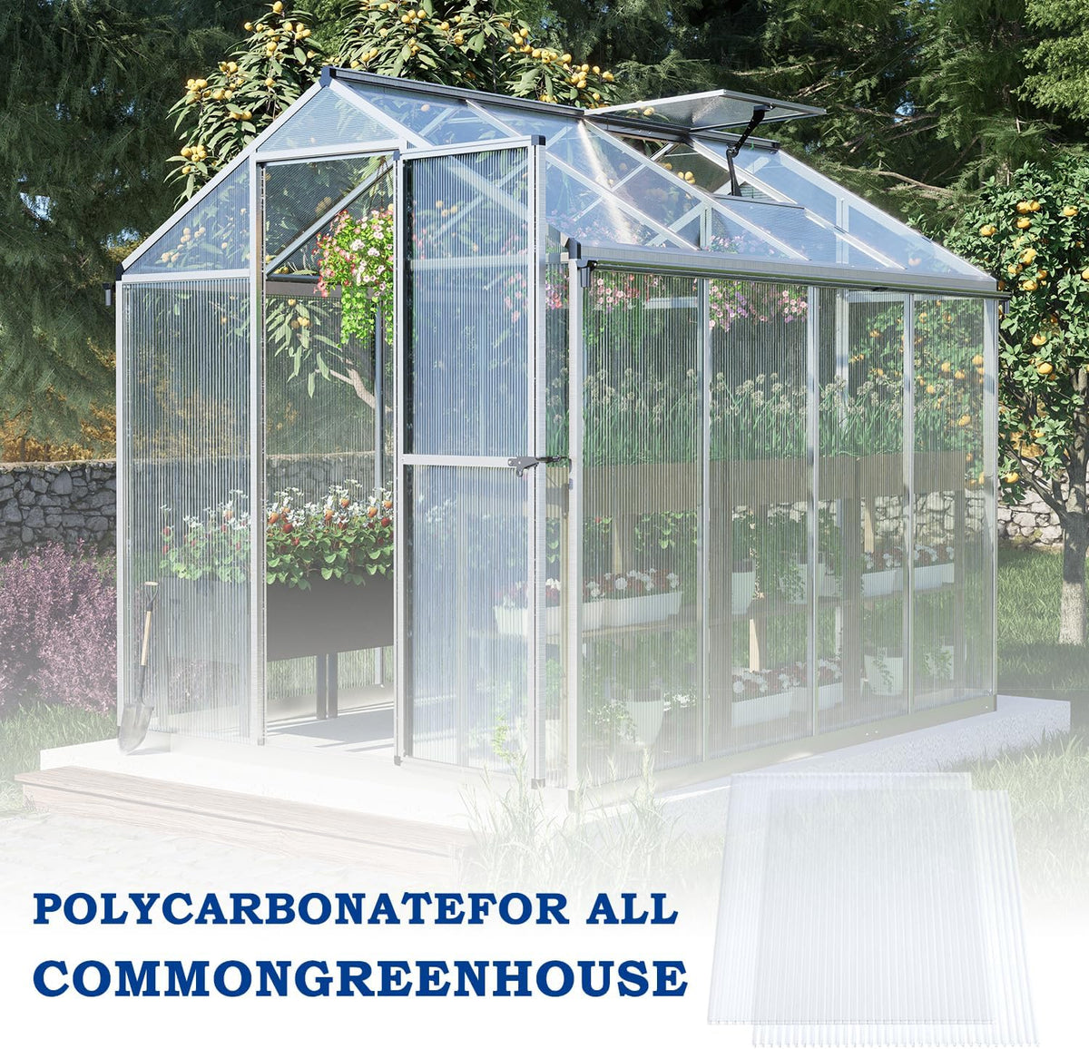 BPS 6Pcs 24'' (W) x 64'' (L) x 0.16'' Polycarbonate Panels, Waterproof UV Protected Reinforced