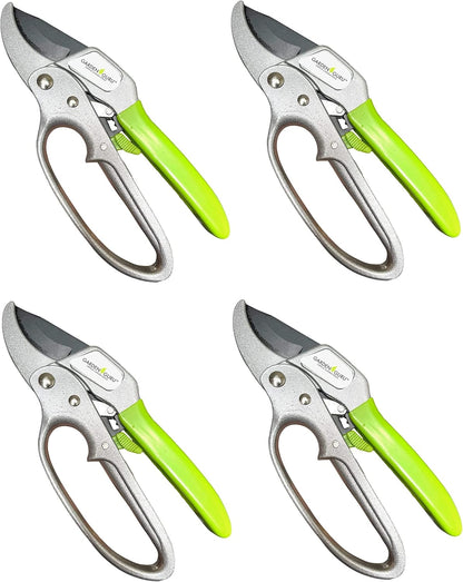 Garden Guru Professional Ratchet Pruning Shears Clippers – 4X Cutting Power – Ratcheting Garden