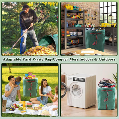 2 Pack 72 Gallons Reusable Yard Waste Bags,Heavy Duty Lawn and Leaf Bags,Dustpan-Type Garden Bag