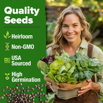 HOME GROWN 21,600+ Lettuce Seeds for Planting - 20 Heirloom Varieties, Non-GMO USA - Romaine