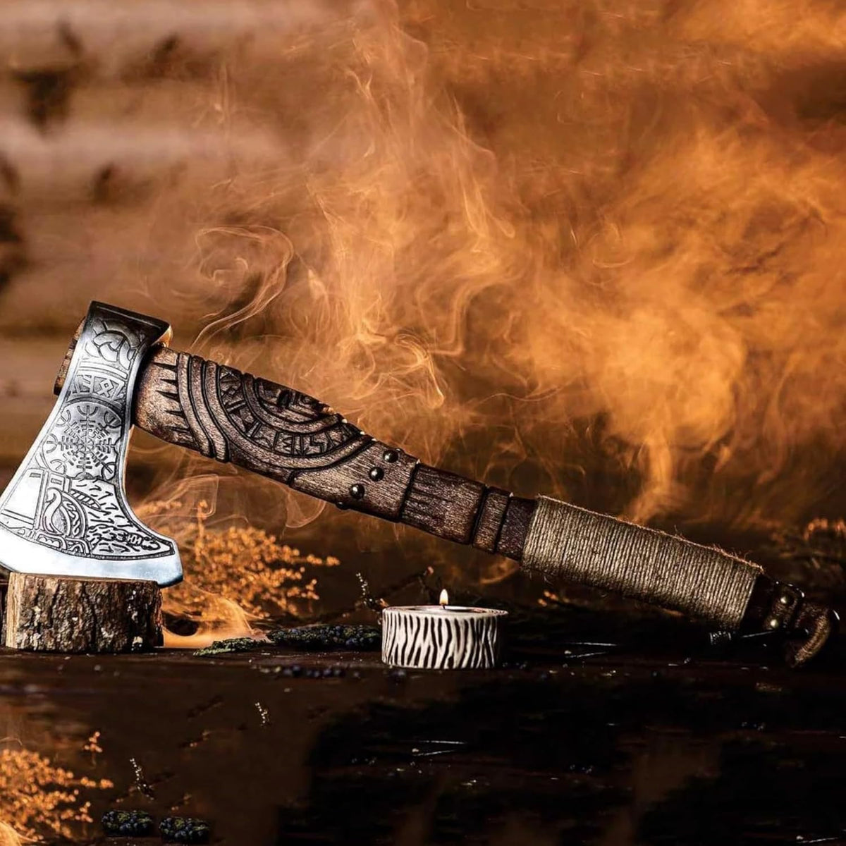 Viking Axe Forged High Carbon Steel Viking Axe | Balanced Ax | Odin Norse Bearded Axe | Camping
