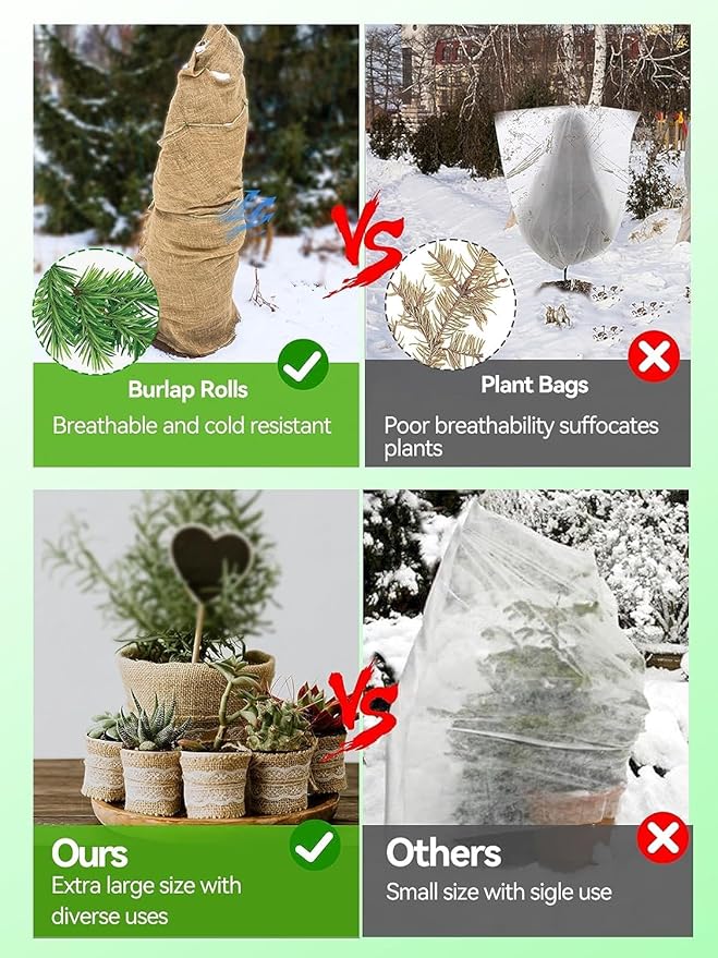 Burlap Plant Cover & Landscape Fabric - 40" x 12ft Roll - Natural Burlap for Weed Barrier, Frost