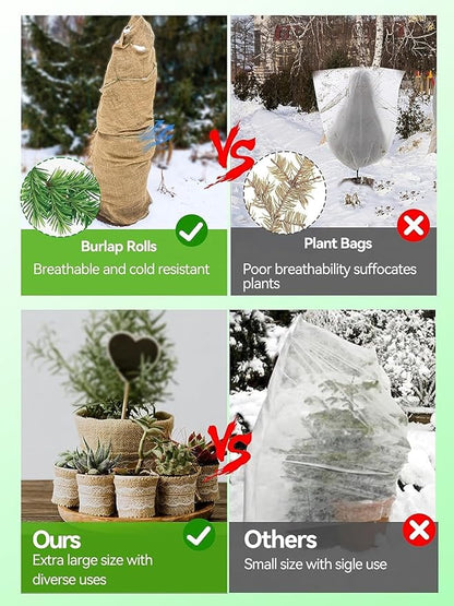 Burlap Plant Cover & Landscape Fabric - 40" x 12ft Roll - Natural Burlap for Weed Barrier, Frost
