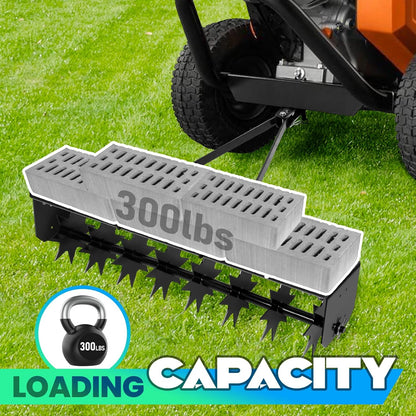 35 Inch Tow Behind Plug Aerator, Pull Behind Lawn Aerator Tool with Star Shaped Brass Nails, Spike
