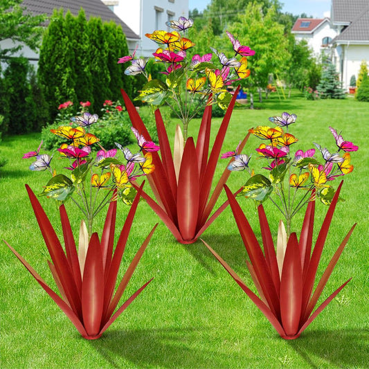 TOMBABY Garden Outdoor Butterfly Enlarge Thickened Wind Resistant Metal Agave Garden Art Metal