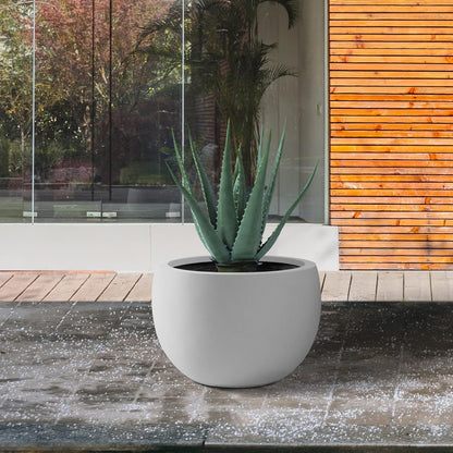 Kante 19.9" Dia Round Concrete Planter, Outdoor/Indoor Large Bowl Plant Pots with Drainage Hole and