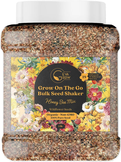 Bulk Wildflower Seed Mix – Honey Bee Wildflower Seed Mix 1 Pound Tub by GevaGrow | Bulk 300,000+
