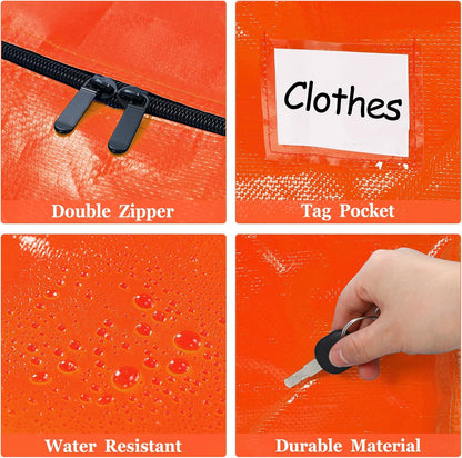 4 Pcs 24 Gallon Large Moving Bags with Zipper and Handles Foldable Storage Duffle Bags Heavy Duty