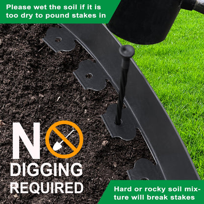 Hugeleaf Landscape Edging Kit 40 Feet with 48pcs Spikes, 4 Inches Garden Edging Flexible Landscape