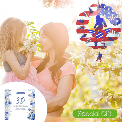 Bigfoot Wind Spinners Gift Patriotic Sasquatch Gifts for Women Men, 12 Inch Outdoor Metal 3D Wind