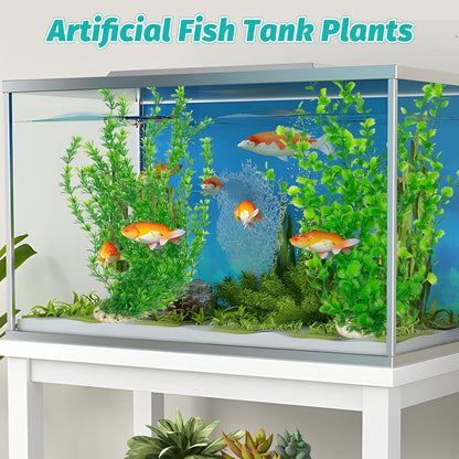 Hamiledyi 23" Tall Aquarium Plastic Plants - 2 Pack Soft Fish Tank Decor, Artificial Green Grass