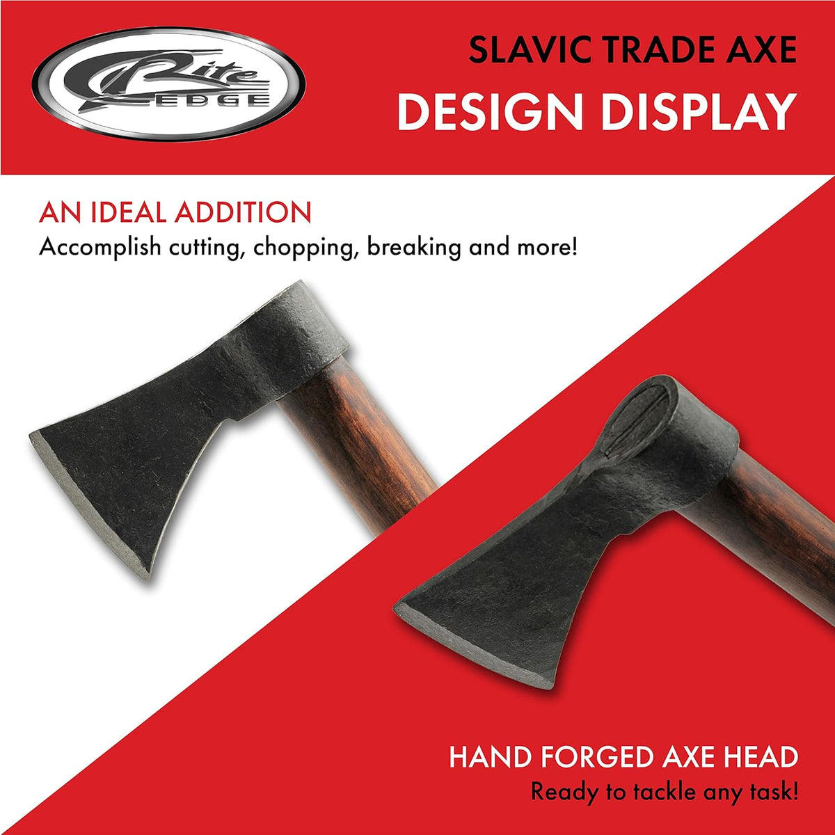 SZCO Supplies 16" Viking Style Hand-Forged Axe - Carbon Steel Blade with Wooden Handle, Medieval