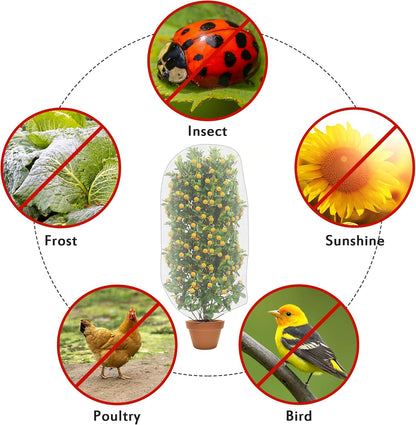 Alpurple 2 PCS Insect Bird Barrier Netting Mesh with Drawstring- 4.6 x 3 Ft Garden Bug Netting