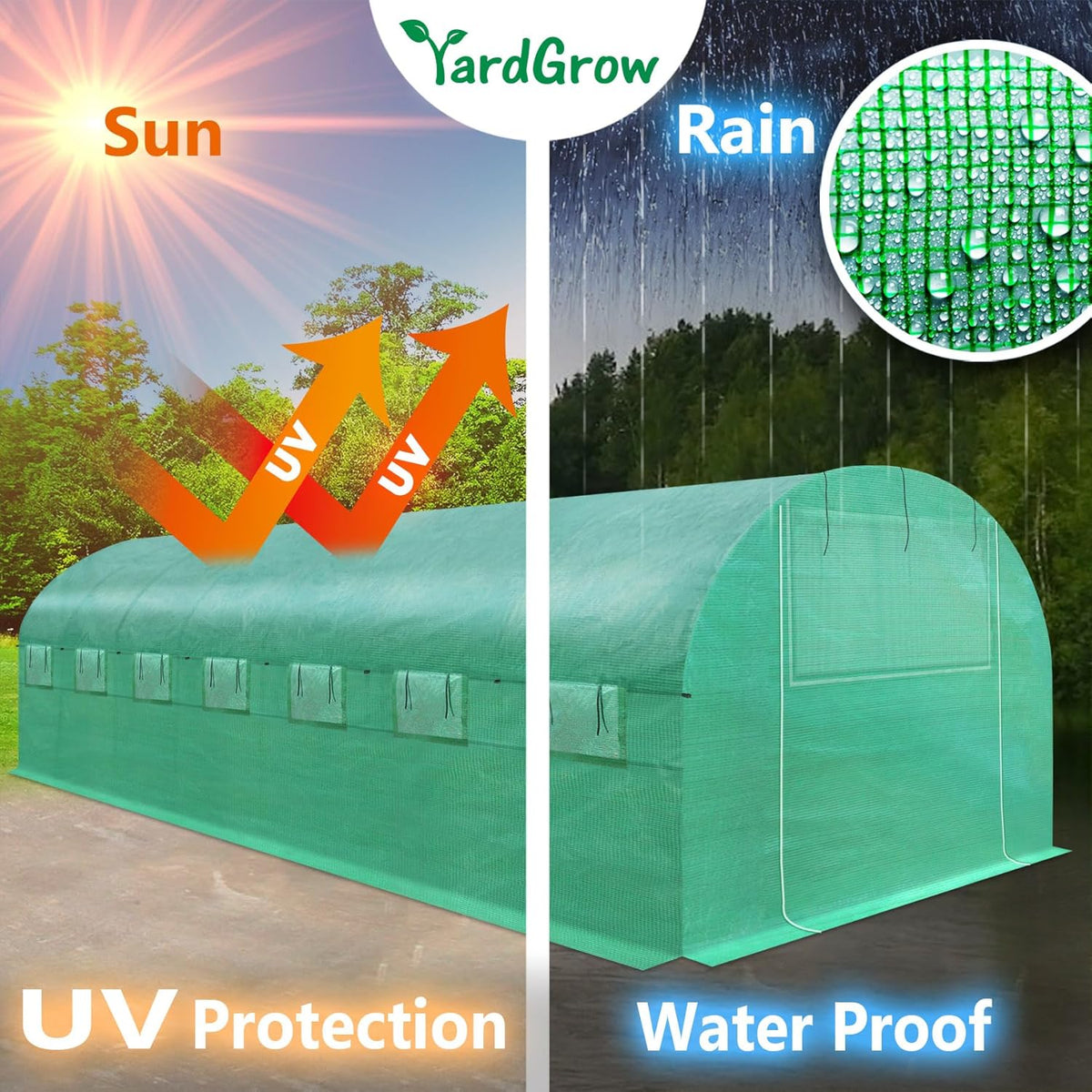 YardGrow Greenhouse Replacement Cover Larger Walk in Outdoor Plant Gardening Greenhouse, 2-Doors
