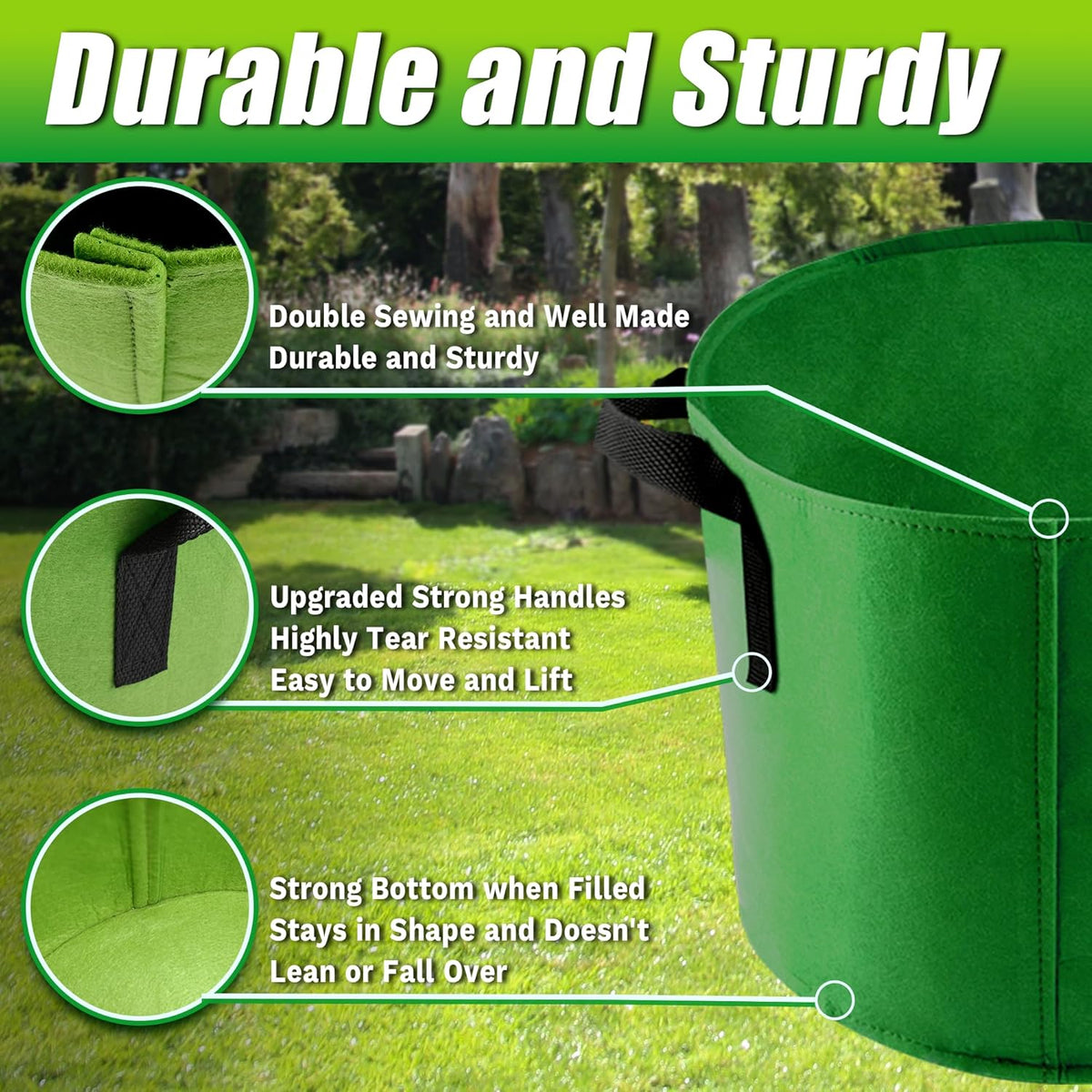 15 Gallon Grow Bags, 7 Pack Colorful Fabric Plant Pots with Handles for Garden and Outdoor Planting