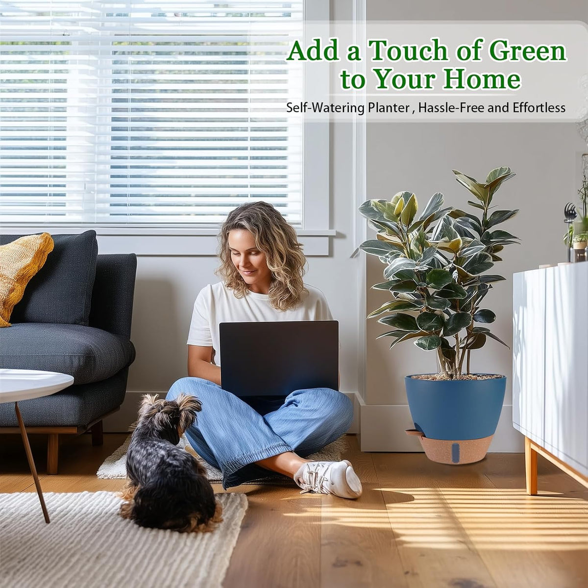 12/10/8 inch Plant Pots, Large Plastic Self Watering Planters with Drainage Holes, Deep Reservoir
