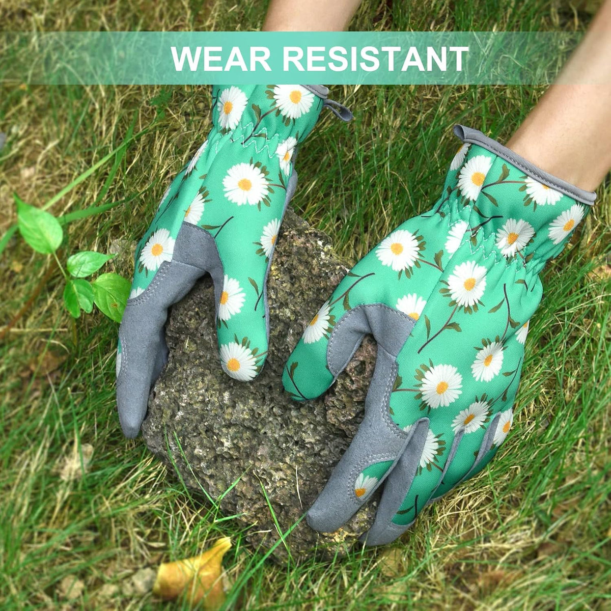 Womens Gardening Weeding Working Gloves, Leather Garden Glove for Women Thorn Proof No Stab for