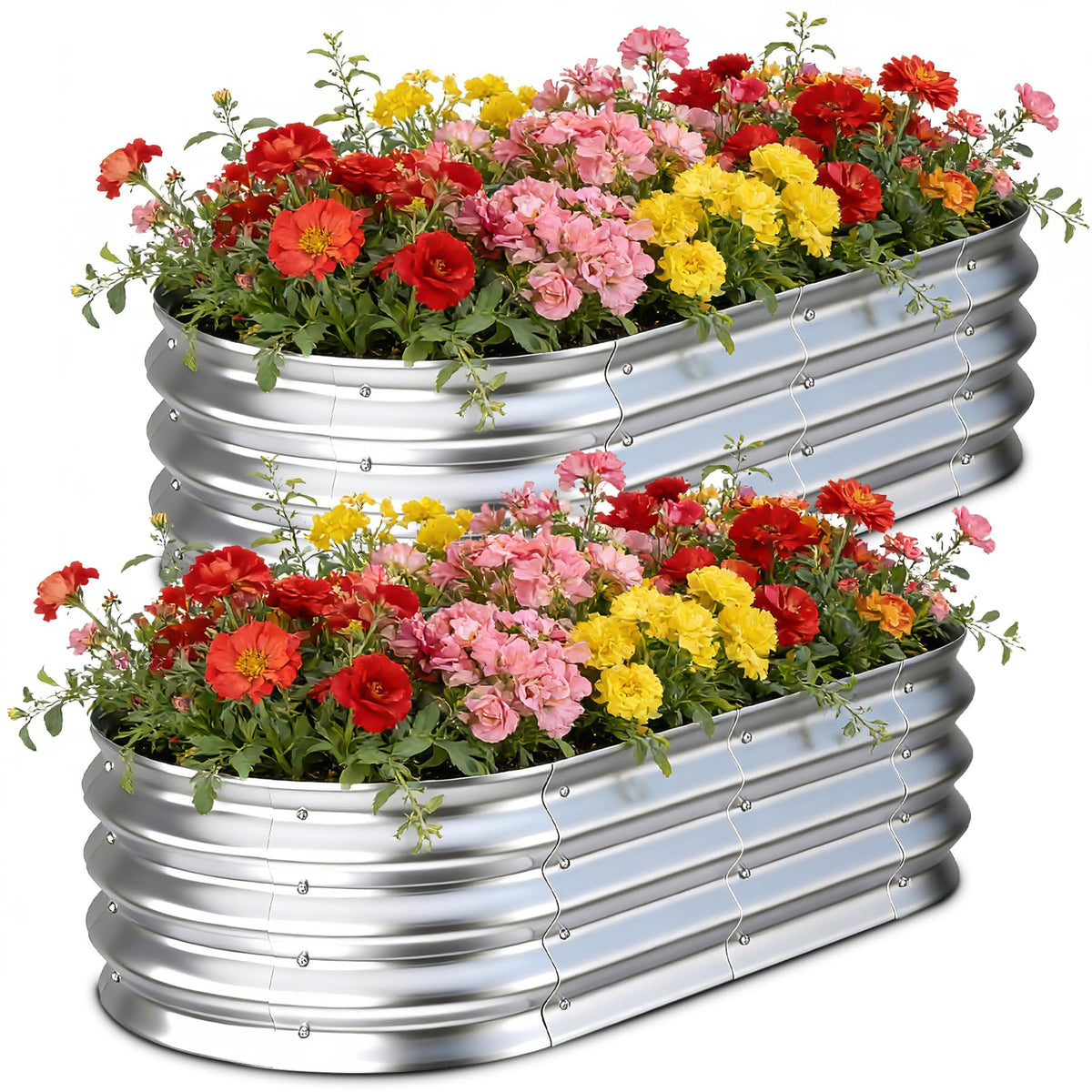 Tegarbed Galvanized Raised Garden Bed Outdoor, 4x2x1ft(2Pack) Metal Heavy Duty Planter Boxes for