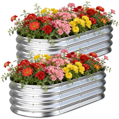 Tegarbed Galvanized Raised Garden Bed Outdoor, 4x2x1ft(2Pack) Metal Heavy Duty Planter Boxes for