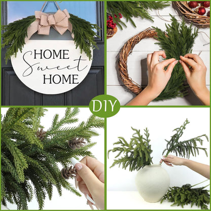 Artgar 50 Pcs Pine Branches - 18 Inch Artificial Green Pine Stem - Real Touch Pines Branches