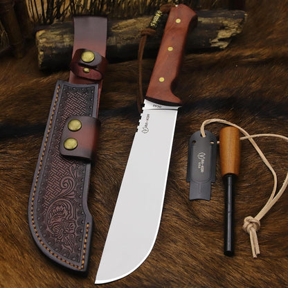 BA-KOR USA 8mmDC53 steel 35CM (14 ") full Tang fixed knife with leather sheath and (5.9 ") ceria