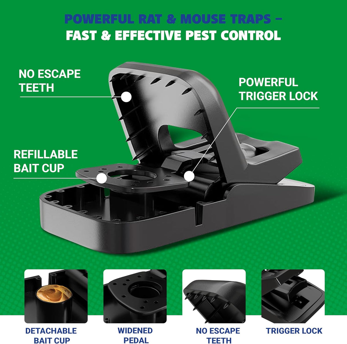 Mouse Traps Indoor for Home - 6 Pack Reusable Rat Trap, Touch-Free Snap Trap, Heavy Duty Mouse