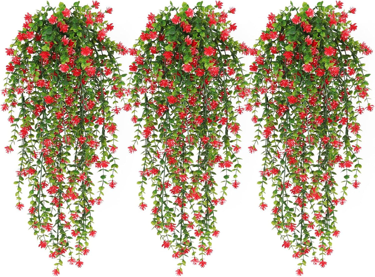 RECUTMS Artificial Hanging Plants Fake Hanging Vine Flowers Fake Plants Faux Hanging Plants Outdoor