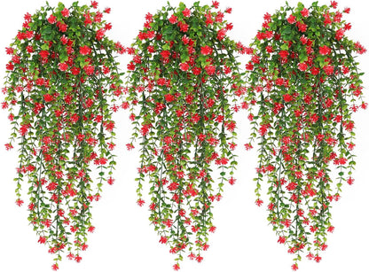 RECUTMS Artificial Hanging Plants Fake Hanging Vine Flowers Fake Plants Faux Hanging Plants Outdoor