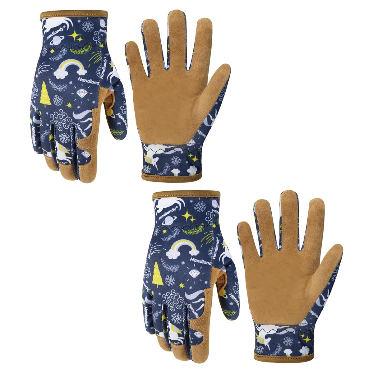 HANDLANDY 2 Pairs Kids Genuine Leather Gardening Gloves for ages 3-11, Children Toddler Work