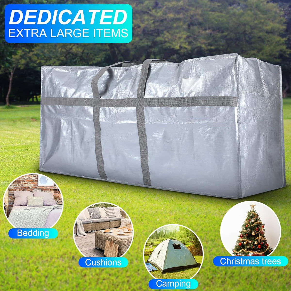 4 Pcs 176 Gallon Large Moving Bags with Zipper and Handles Foldable Storage Duffle Bags Heavy Duty