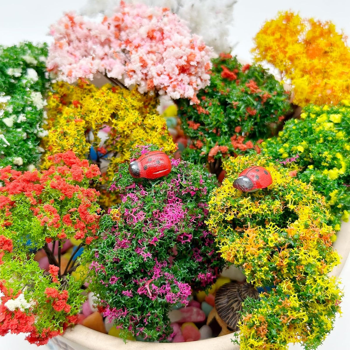 Cayway 83 PCS Fairy Garden Accessories Outdoor, Mixed Model Trees for DIY Craft Garden Decoration