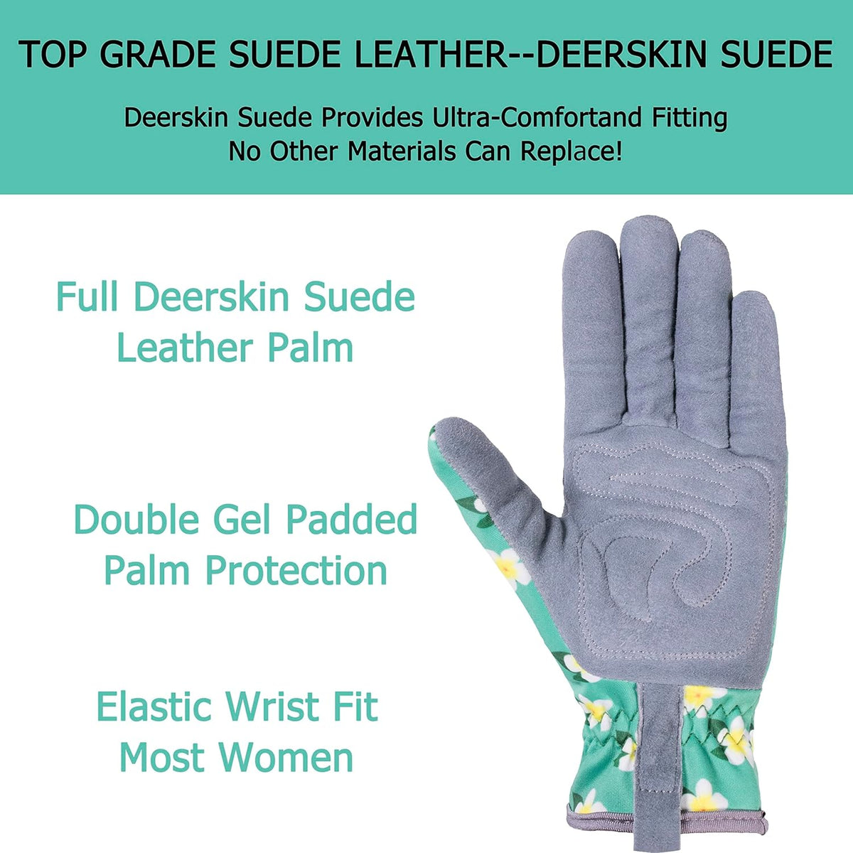 SKYDEER Premium Genuine Deerskin Suede Women's Gardening Gloves, Ultra-Soft Padded, Comfort Fit for