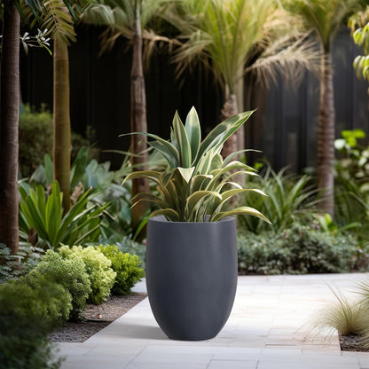 Kante 21.7" H Dark Gray Concrete Tall Planter, Large Outdoor Indoor Decorative Pot with Drainage