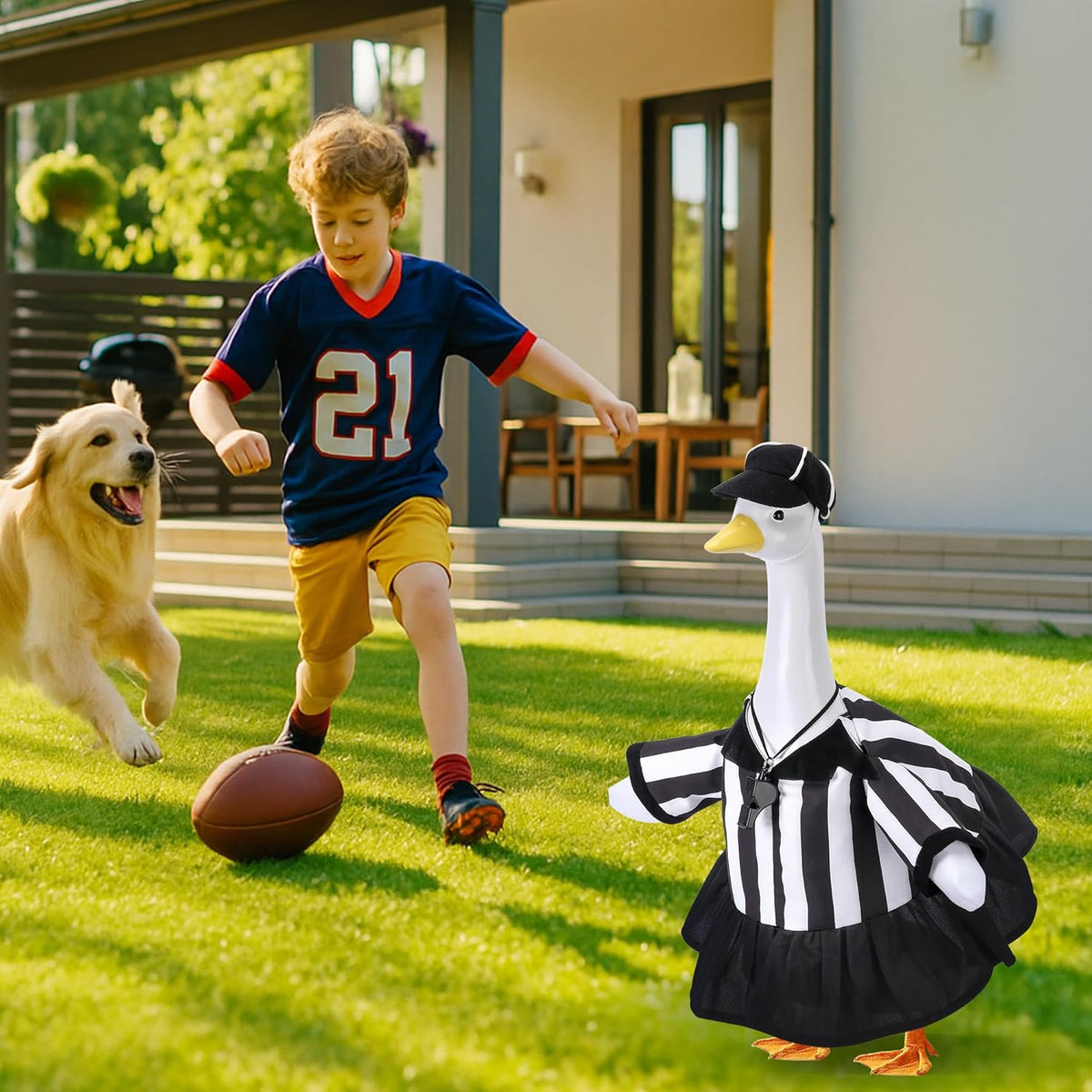 3 Pcs/Set Referee Porch Goose Outfits, Lawn Goose Statue Women Referees Costume, Garden Goose