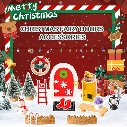 20 Pcs Christmas Girl Fairy Doors Decorations Enchanted Doors Tiny Outdoor Xmas Decor Miniature