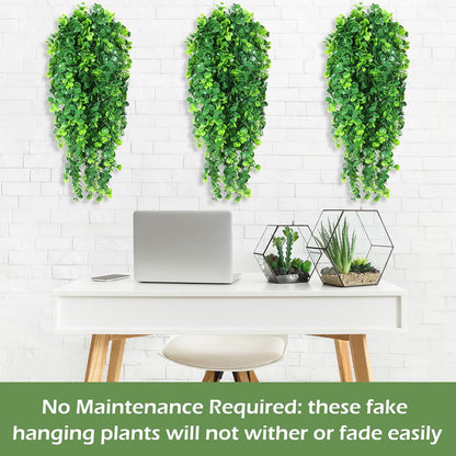 Hoteam 24 Pcs Artificial Hanging Plants 32 Inch Fake Ivy Vines with Fake Leaves Patio Artificial