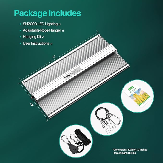 2025 Upgraded SH2000 Led Grow Light,Dimmable Full Spectrum LED Growing Lights with UV&IR for Indoor