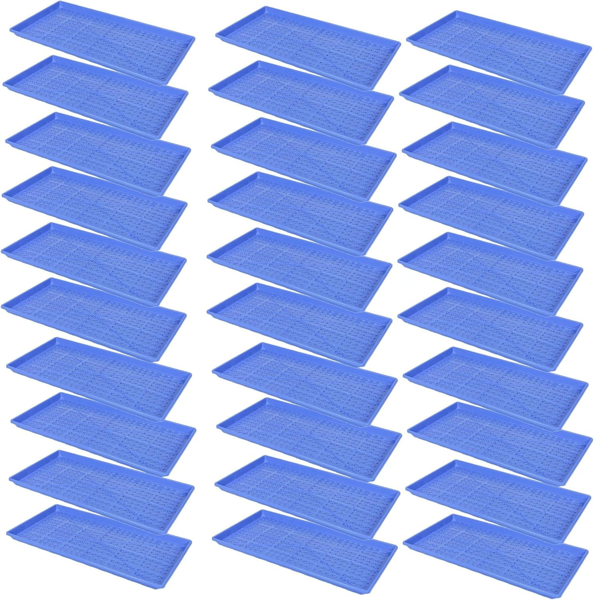 SUNPACK 10" x 20" Heavy Duty Mesh Plastic Seed Starting Tray, Blue, 1" (Pack of 30) - Ensures Water