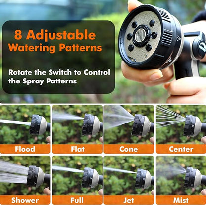 RESTMO Full Shower Hose Nozzle, Metal Spray Nozzle for Garden Hose, 8 Spray Patterns, Water Hose