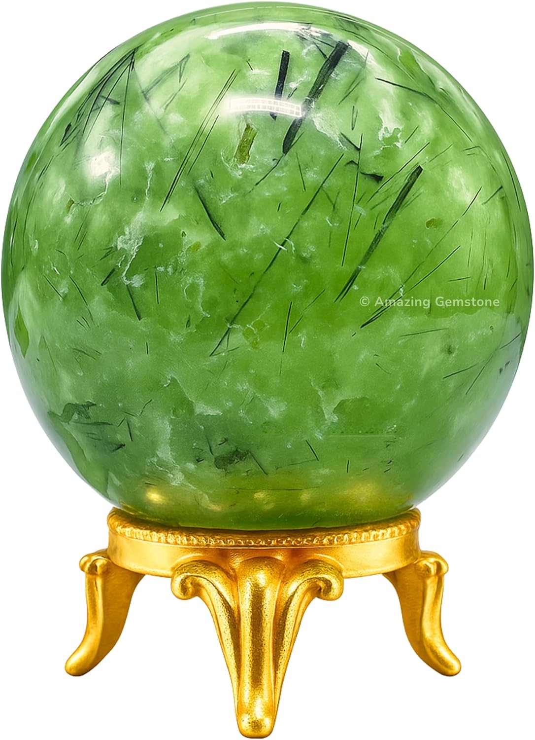 Amazing Gemstone Prehnite Crystal Ball with Stand - 2 Inches Crystal Sphere Meditation Balls for