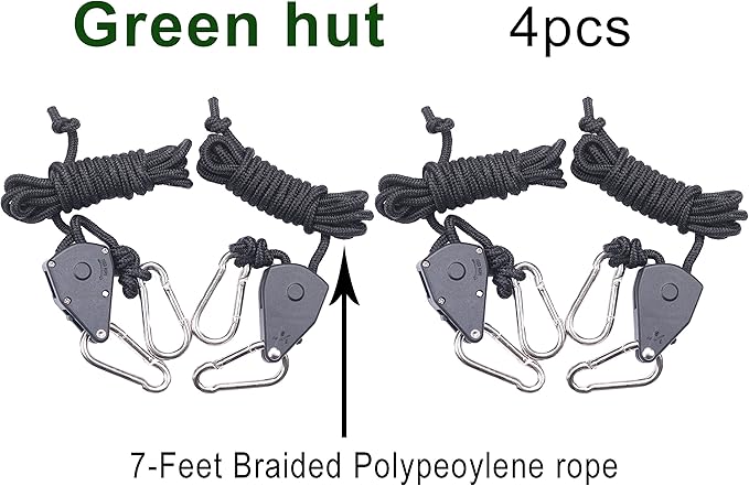 2 Pair of 1/8 inch Adjustable Rope Hanger Heavy Duty for Grow Light Rope Hangers Loose-Proof Design