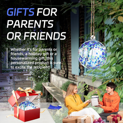 VOREEN 6" Hanging Glass Garden Gazing Ball Hand Blown Glass Witch Ball Christmas Ornament