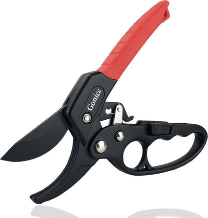 gonicc 8" Professional Ratchet Anvil Pruning Shears (GPPS-1011), Ratcheting Mechanism, Anvil groove