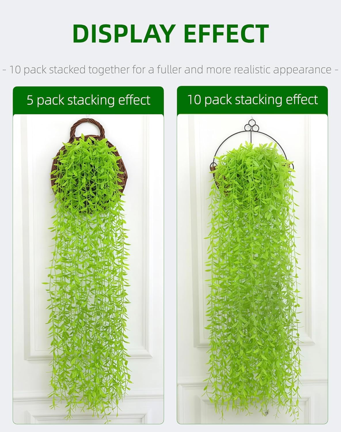 5 Pack Artificial Hanging Willow Vine (3.3ft) - Fake Greenery Plants for Indoor/Outdoor Decor