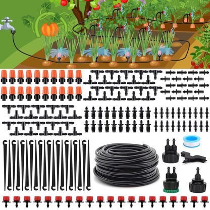 Flantor Drip Irrigation Kit, Drip Irrigation System for Garden with 1/4" Irrigation Tubing DIY