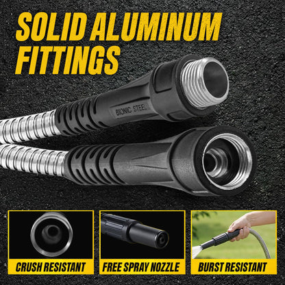 BIONIC STEEL 50 Ft Metal Garden Hose with Sprayer Nozzle